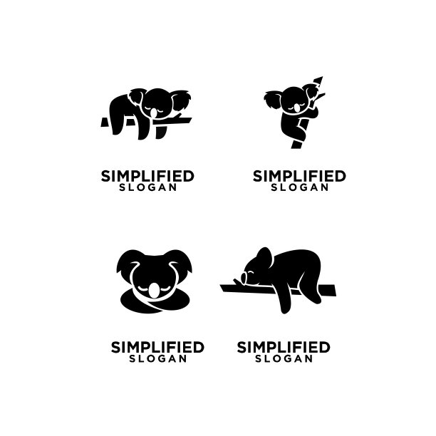 集合考拉黑色符号图标设计向量图片下载