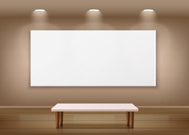 现实的矢量插图的内部艺术画廊。图片下载