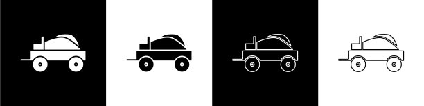 设定狂野西部覆盖马车图标孤立在黑色图片下载