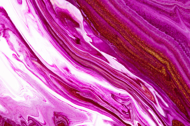 流体艺术纹理。抽象背景与混合油漆效果。液体丙烯酸画流动和飞溅。室内海报混合油漆。酒，金色和白色溢出颜色。图片下载