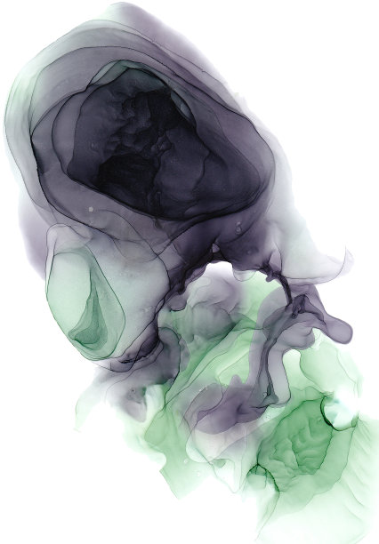 抽象的背景纹理与酒精墨水斑点隔离在白色上。水彩点烟背景。五颜六色的污渍，飞溅，液滴，垃圾摇滚风格的污迹。黑色和绿色图片下载