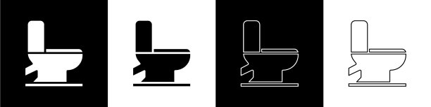 设置抽水马桶图标隔离在黑色和白色图片下载