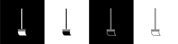 设置拖把图标隔离在黑色和白色图片下载