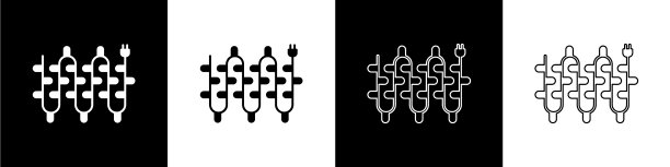 设置圣诞灯图标孤立在黑色和图片下载