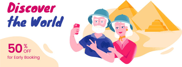 在金字塔附近自拍的老年人图片下载