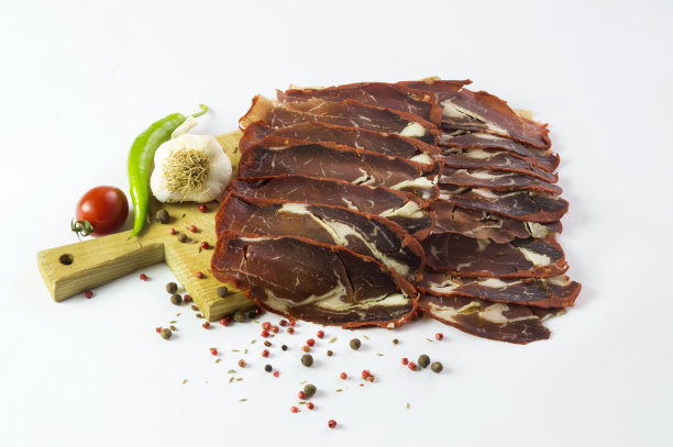 采购产品切碎的培根，胡椒，香料，番茄和大蒜图片下载