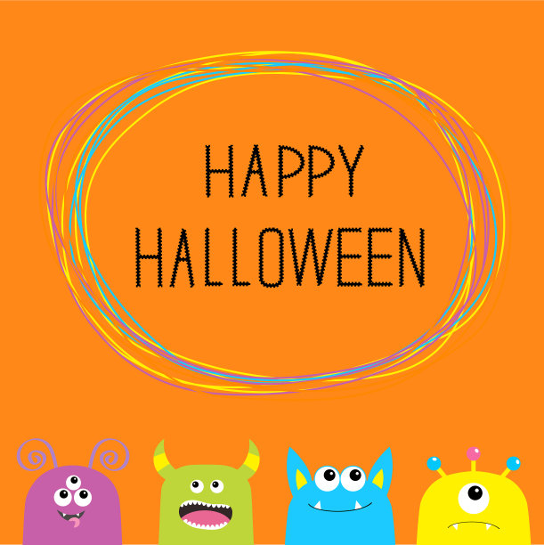 万圣节快乐彩色怪物剪影头像图片下载