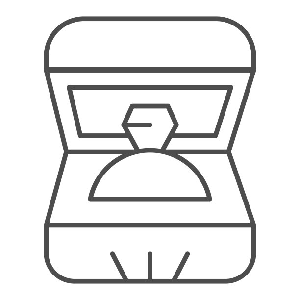 结婚戒指在盒子细线图标订婚图片下载