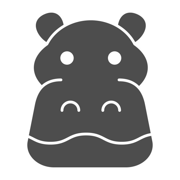 河马固体图标可爱的河马脸看图片下载