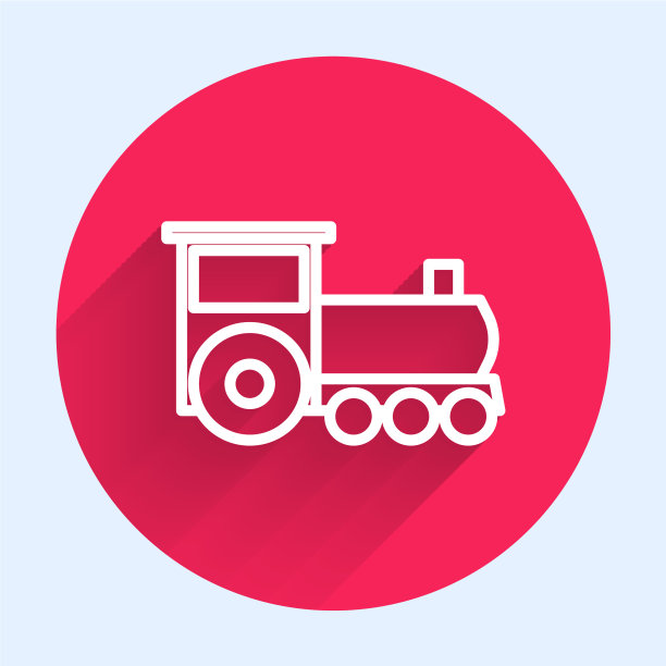 白色线复古火车图标隔离与长图片下载