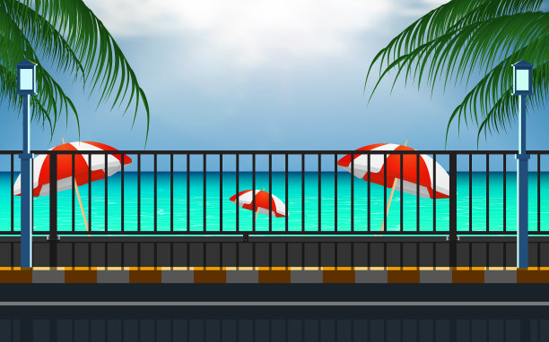 白天海滩上的景观路图片下载