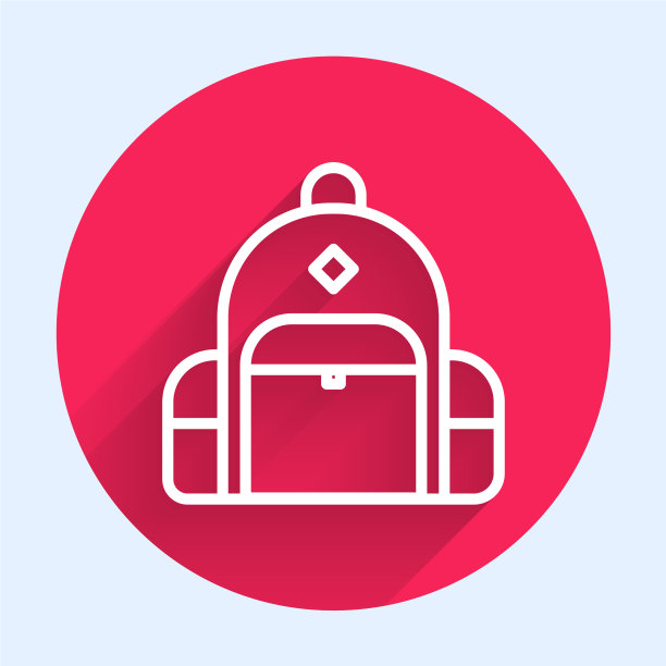 白色线徒步背包图标孤立与长图片下载