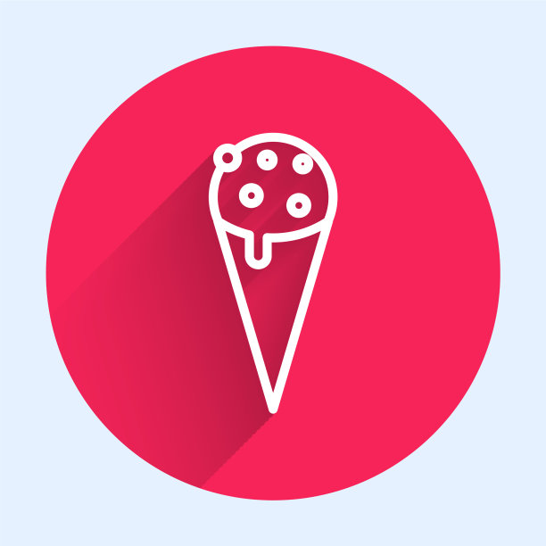 白线冰淇淋在华夫蛋筒图标孤立图片下载