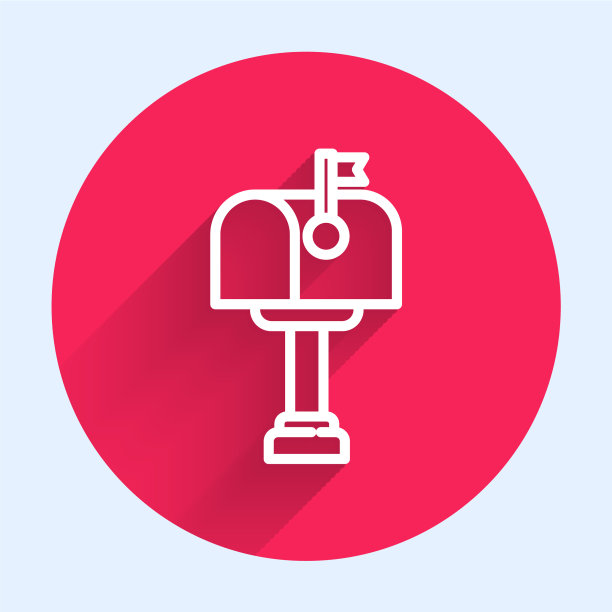 白色线邮箱图标孤立与长阴影图片下载