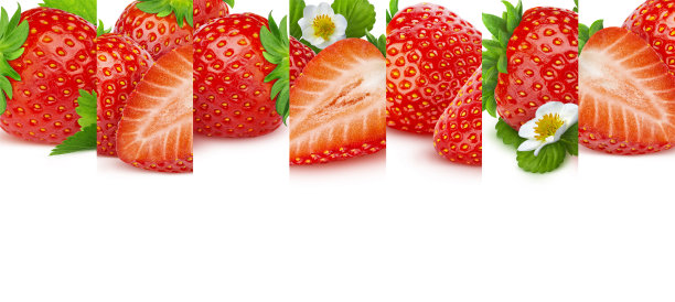 草莓孤立在白色背景与复制空间，宏图片下载