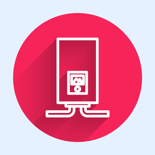 白色线燃气锅炉带有燃烧的火焰图标图片下载