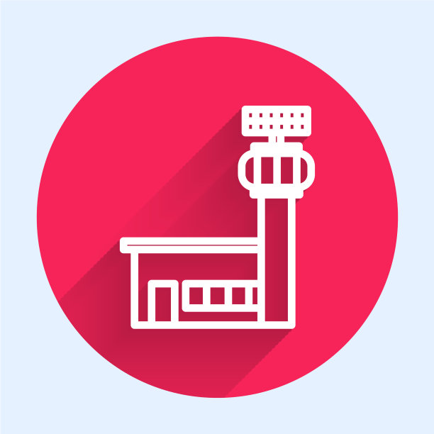 白线机场管制塔图标孤立图片下载