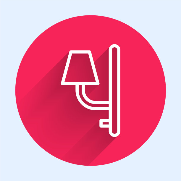 白色线条的壁灯图标与长隔离图片下载