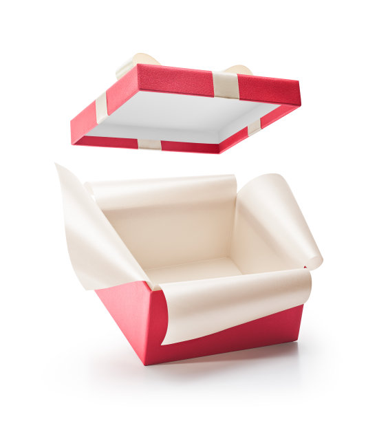 红色打开礼盒孤立在白色背景素材图片