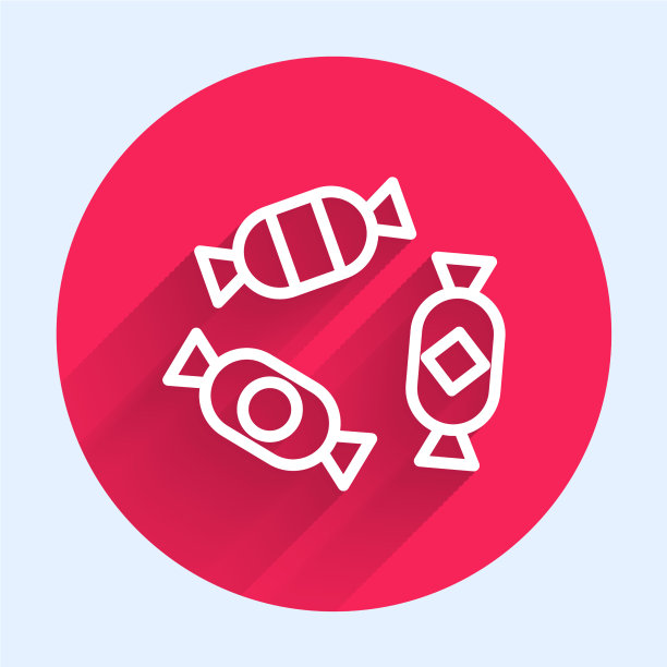 白色线糖果图标孤立与长阴影图片下载