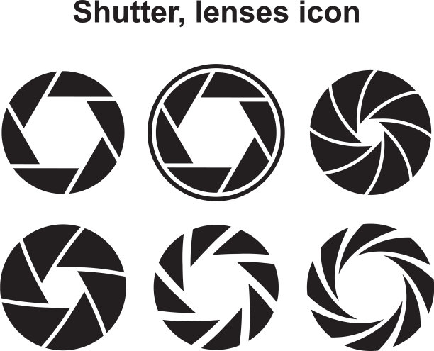 快门镜头图标模板黑色可编辑图片下载