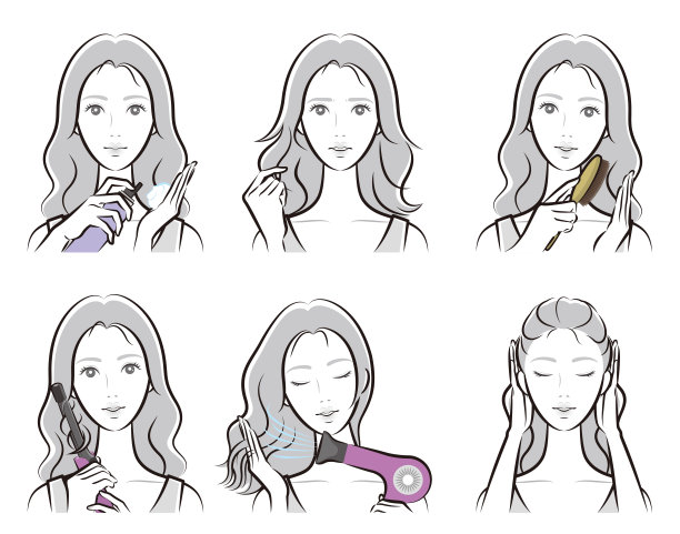 女人做头发护理的插图图片下载