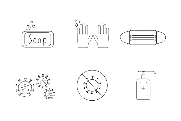 冠状病毒、手部消毒凝胶、手部医用手套、医用口罩、消毒肥皂、阻止冠状病毒。预防冠状病毒。covid - 2019图片下载