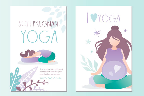 哈达瑜伽体式复杂。保健健身理念。卡片或横幅模板。图片下载