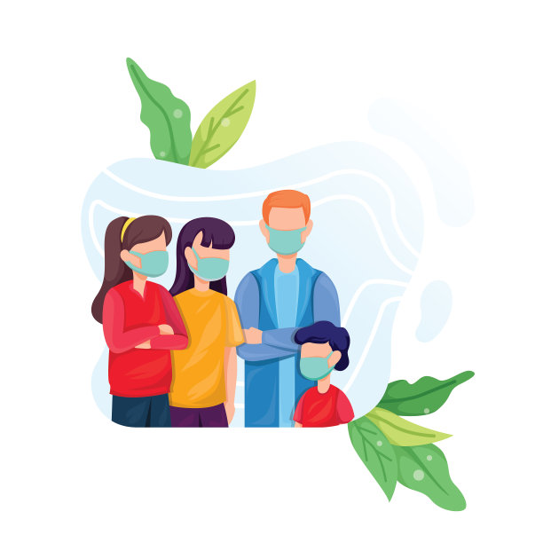 家人戴医用口罩预防疾病图片下载