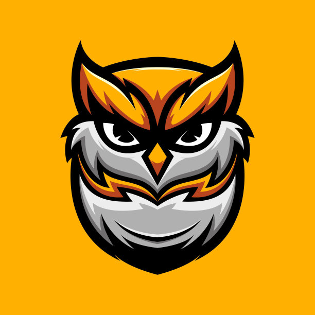 猫头鹰游戏吉祥物标志矢量插图图片下载