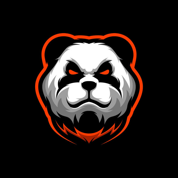 愤怒的熊猫吉祥物logo，野孩矢量插画图片下载