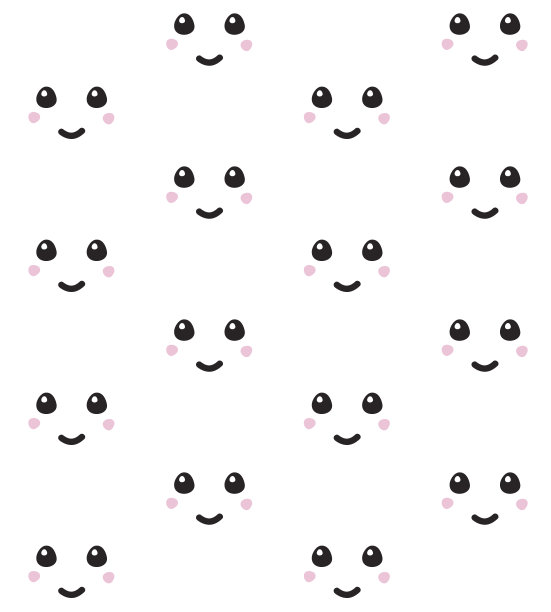 矢量无缝图案手绘涂鸦卡哇伊卡通脸图片下载