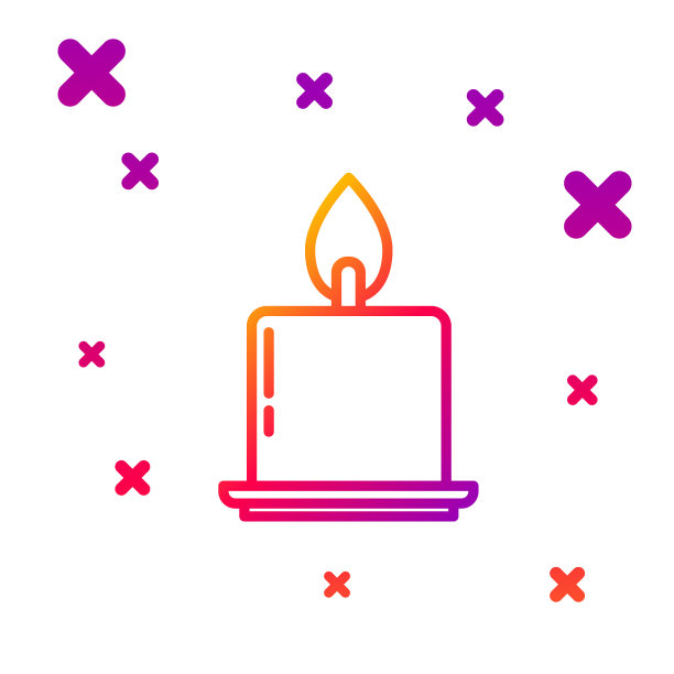 烛台图标中燃烧的蜡烛的颜色线图片下载