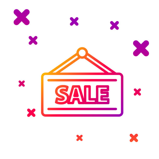 彩色线悬挂标志与文字销售图标图片下载