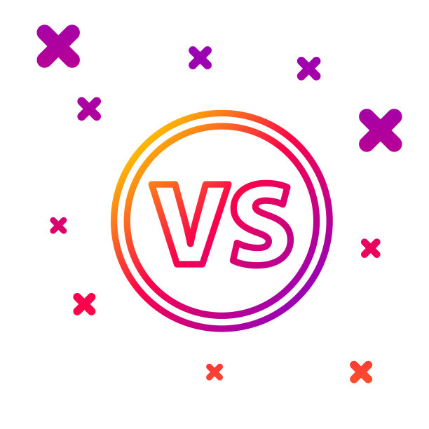 颜色线vs战斗图标隔离在白色上图片下载