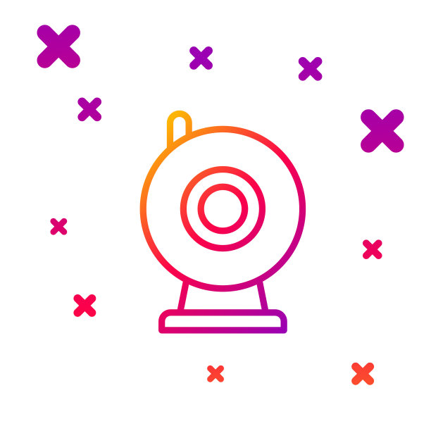 彩色线网络相机图标隔离在白色图片下载