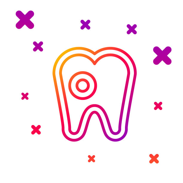 牙齿颜色线与龋齿图标隔离上图片下载