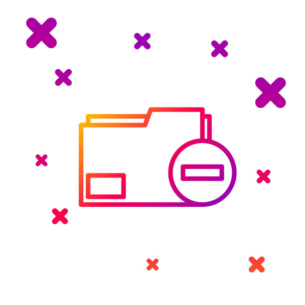 带减号图标的彩色线条文档文件夹图片下载