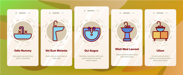 水槽陶瓷浴室上的图标集图片下载