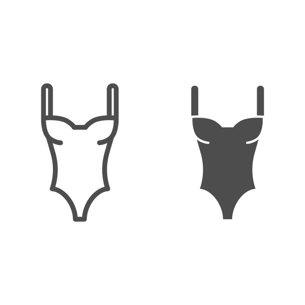 泳衣线条和固体图标，服装概念，白色背景上的泳衣标志，女性泳衣图标在轮廓风格的移动概念和网页设计。矢量图形。图片下载