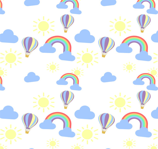 彩虹和气球无缝图案图片下载
