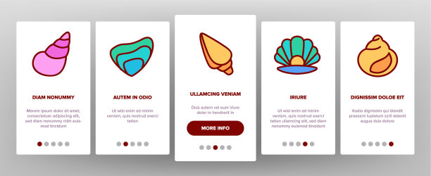 贝壳和海螺登船图标集图片下载