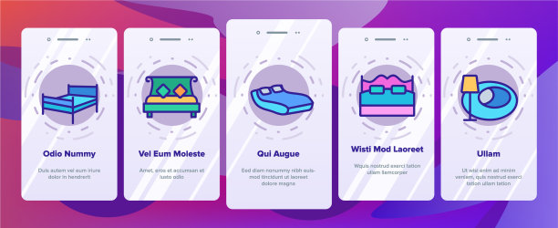 床卧室家具上的图标集图片下载