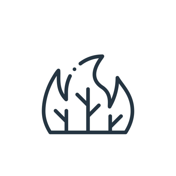森林火灾矢量图标。森林火灾可编辑中风。森林火灾线性符号，用于网络和移动应用程序，标志，印刷媒体。细线说明。矢量孤立轮廓绘制。图片下载