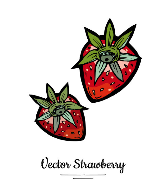 草莓孤立红莓手绘图片下载