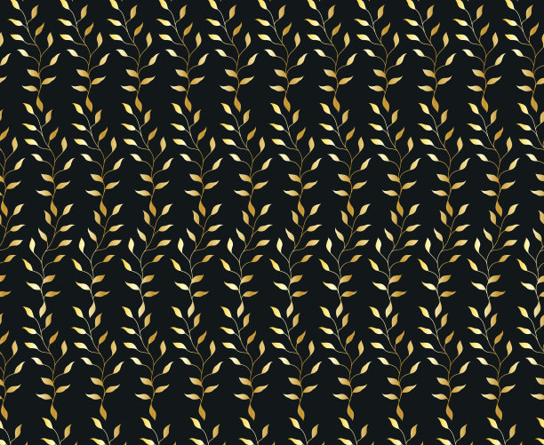 抽象的金色叶子无缝模式向量上的白色背景。图片下载