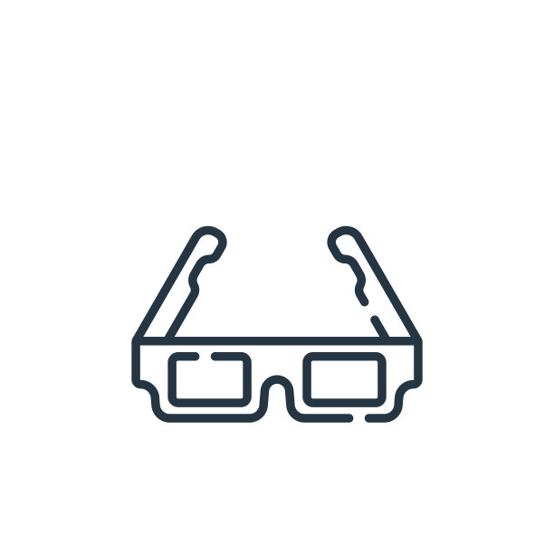 D眼镜矢量图标。D眼镜可编辑的笔触。D眼镜线性符号用于网络和移动应用程序，标志，印刷媒体。细线说明。矢量孤立轮廓绘制。图片下载