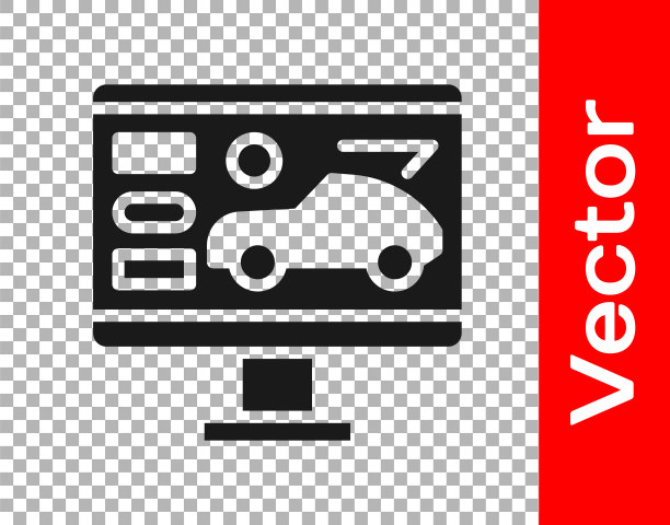 黑色硬件诊断条件汽车图标隔离在透明背景上。汽车服务和修理零件。矢量图图片下载