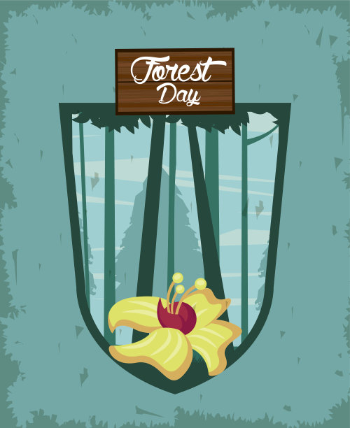 森林天景观用木标在盾上图片下载