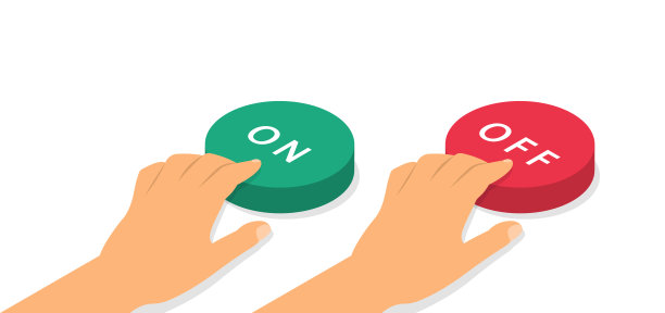 等距上的开关按钮。手按按钮的概念。矢量插图。图片下载